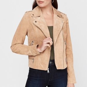 Express Beige Suede Moto Jacket